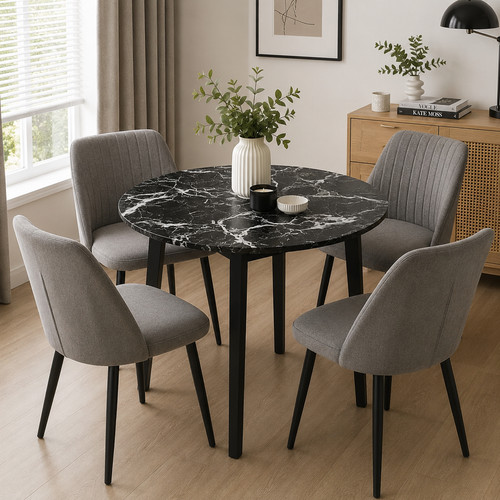 Round dining table 90cm marble - round,