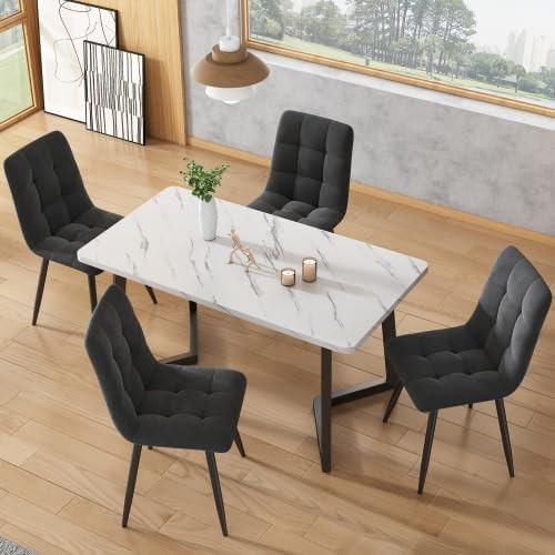 White marble effect dining - marble,