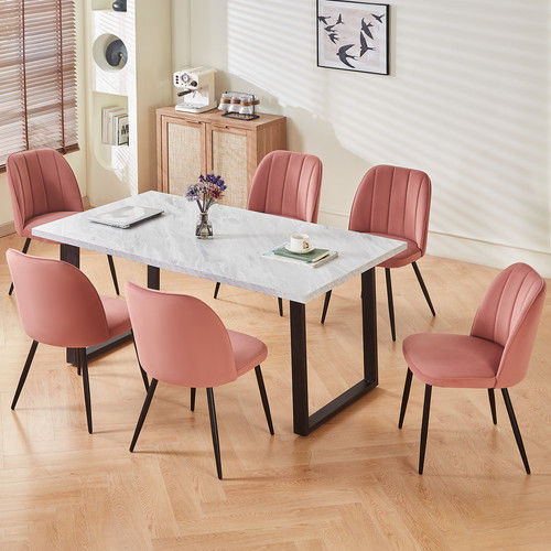 Marble effect table and velvet - effect,