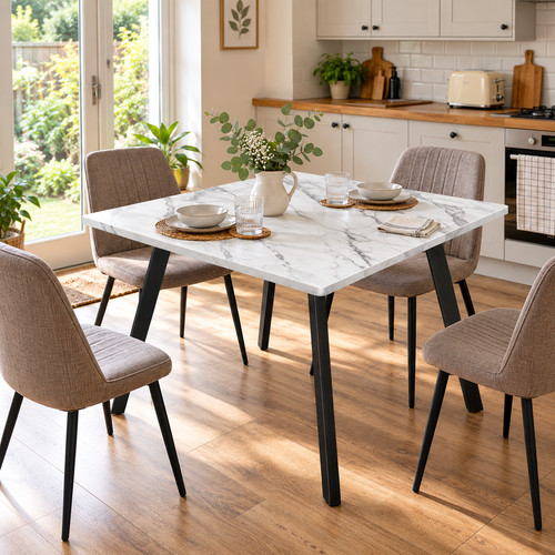 Square dining table - table, white