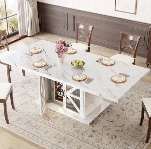 White marble effect - marble, dining
